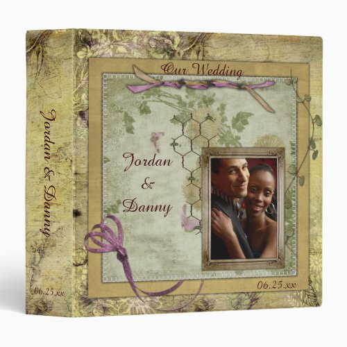 Vintage Antique Pink and Gold Wedding Album Binder