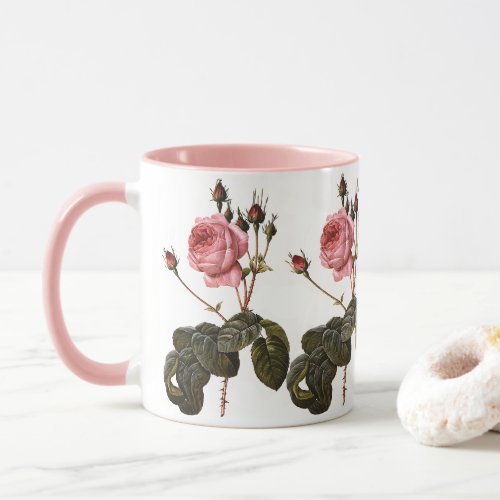 Vintage Antique Pink Garden Roses in Bloom Mug