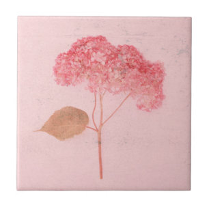 Vintage Antique Pink Hydrangea Country Floral Ceramic Tile