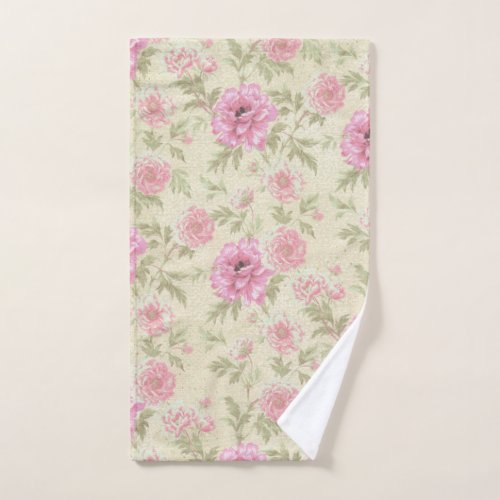 Vintage Antique Pink Rose Floral botanical   Hand Towel