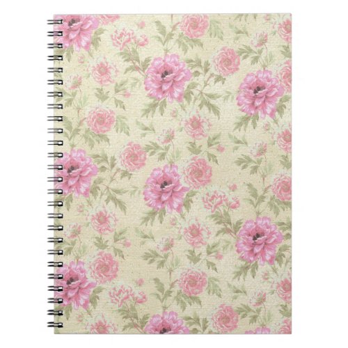 Vintage Antique Pink Rose Floral botanical  Notebook