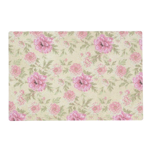 Vintage Antique Pink Rose Floral botanical   Placemat (Front)