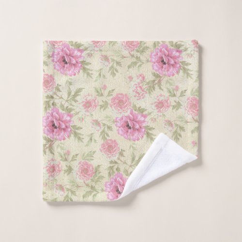 Vintage Antique Pink Rose Floral botanical   Wash Cloth