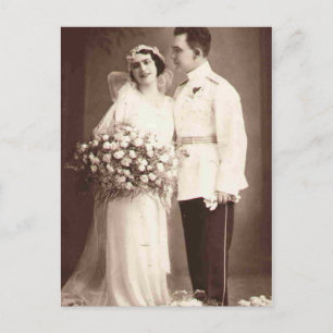 Vintage Antique Romantic Bride and Groom Photos Postcard