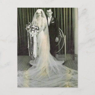 Vintage Antique Romantic Bride and Groom Photos Postcard