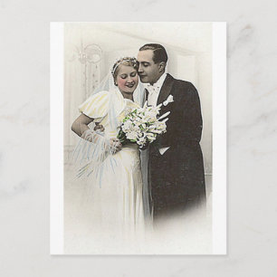 Vintage Antique Romantic Bride and Groom Photos Postcard