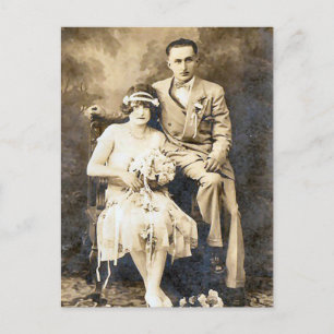 Vintage Antique Romantic Bride and Groom Photos Postcard