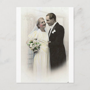 Vintage Antique Romantic Bride and Groom Photos Postcard