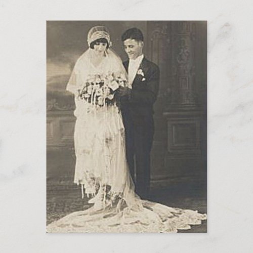 Vintage Antique Romantic Bride and Groom Photos Postcard