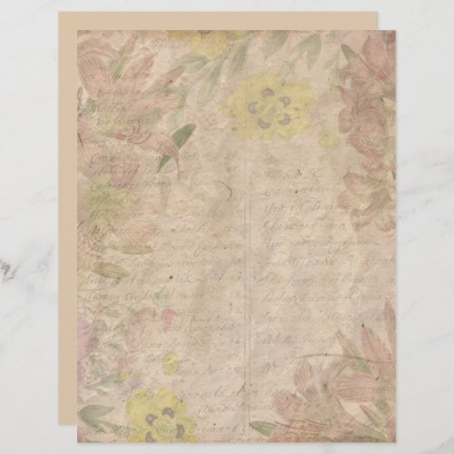 Vintage Antique Rose Gold Floral Scrapbook Paper 