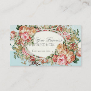 Vintage Antique Roses Floral Bouquet Modern Swirls Business Card