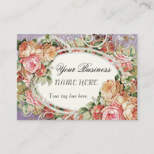 Vintage Antique Roses Floral Bouquet Modern Swirls Business Card