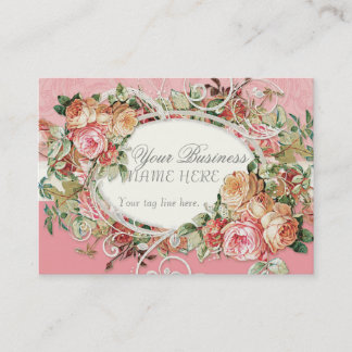 Vintage Antique Roses Floral Bouquet Modern Swirls Business Card