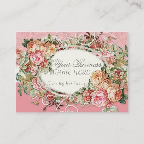 Vintage Antique Roses Floral Bouquet Modern Swirls Business Card