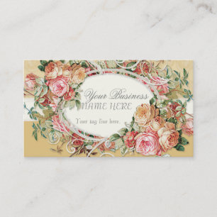 Vintage Antique Roses Floral Bouquet Modern Swirls Business Card