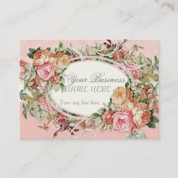 Vintage Antique Roses Floral Bouquet Modern Swirls Business Card by EverythingBusiness at Zazzle