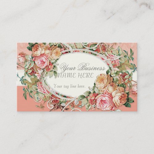 Vintage Antique Roses Floral Bouquet Modern Swirls Business Card