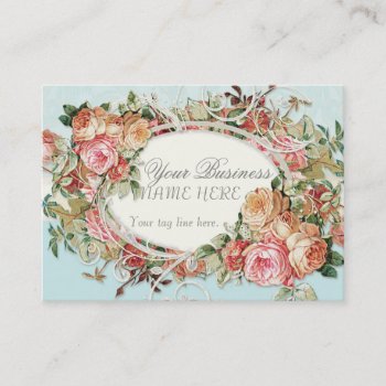 Vintage Antique Roses Floral Bouquet Modern Swirls Business Card by EverythingBusiness at Zazzle