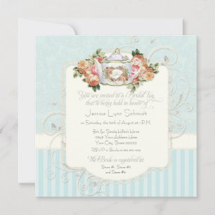 Vintage Antique Roses Floral Bouquet Modern Swirls Invitation