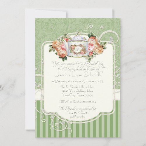 Vintage Antique Roses Floral Bouquet Modern Swirls Invitation