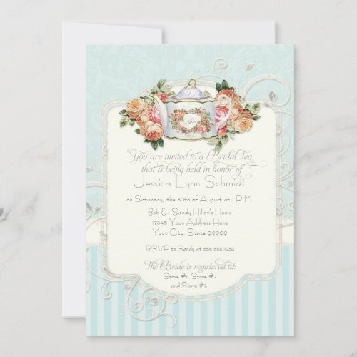 Vintage Antique Roses Floral Bouquet Modern Swirls Invitation