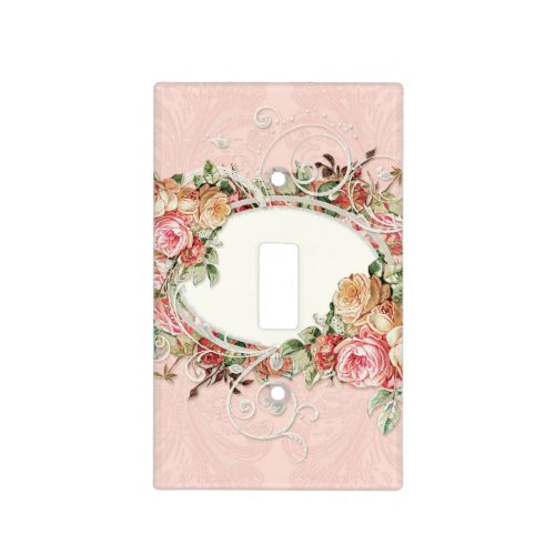 Vintage Antique Roses Floral Bouquet Modern Swirls Light Switch Cover