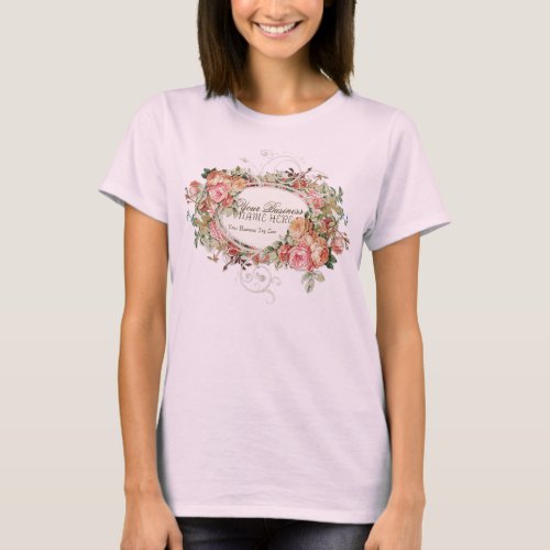 Vintage Antique Roses Floral Bouquet Modern Swirls T_Shirt