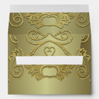 Vintage Antique Royal Fancy Gold Formal Wedding Envelope