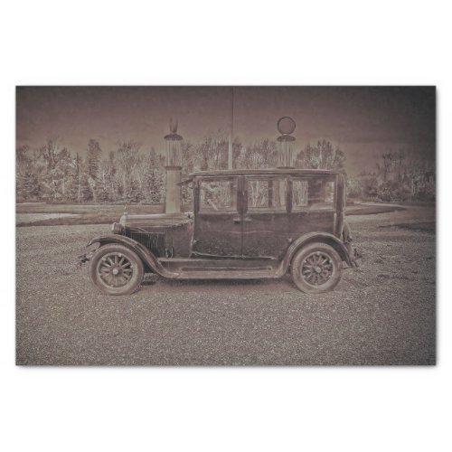 Vintage Antique Rustic Dark Sepia Classic Car Tissue Paper