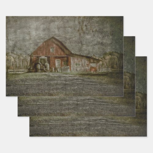 Vintage Antique Rustic Old Red Texture Barn Wrapping Paper Sheets