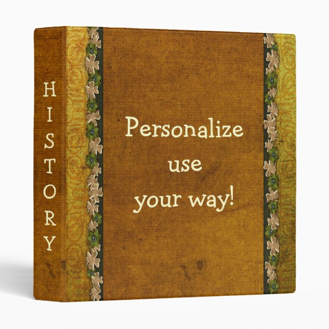 Vintage Antique Rustic Pattern Avery Binder (Front/Spine)