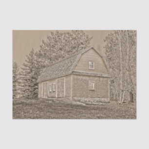 Vintage Antique Rustic Sepia Tone Old Barn Tissue Paper