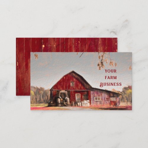 Vintage Antique Rustic Texture Sketch Art Red Barn Business Card