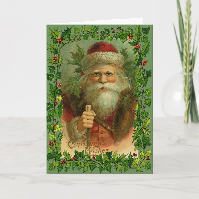 Vintage-Antique Santa Christmas Greeting Card (Front)