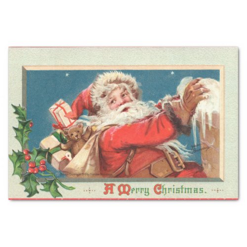 Vintage Antique Santa Clause Christmas Decoupage Tissue Paper