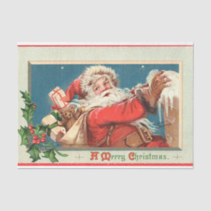 Vintage Antique Santa Clause Christmas Decoupage Tissue Paper