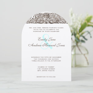 Vintage Antique Scroll Work Wedding Invitation