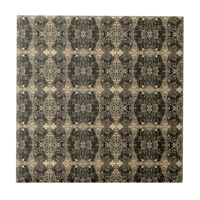 Vintage Antique Sepia Black Art Nouveau Ceramic Tile (Front)