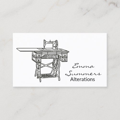 Vintage Antique Sewing Machine Alterations Business Card