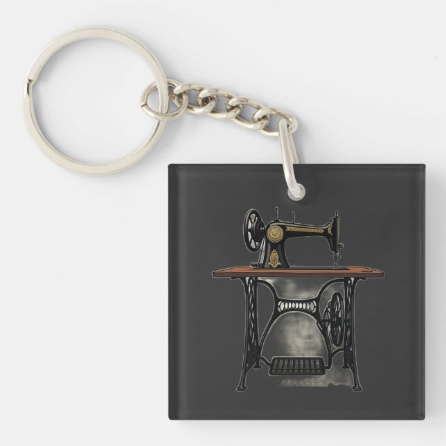 Vintage Antique Sewing Machine Keychain (Front)