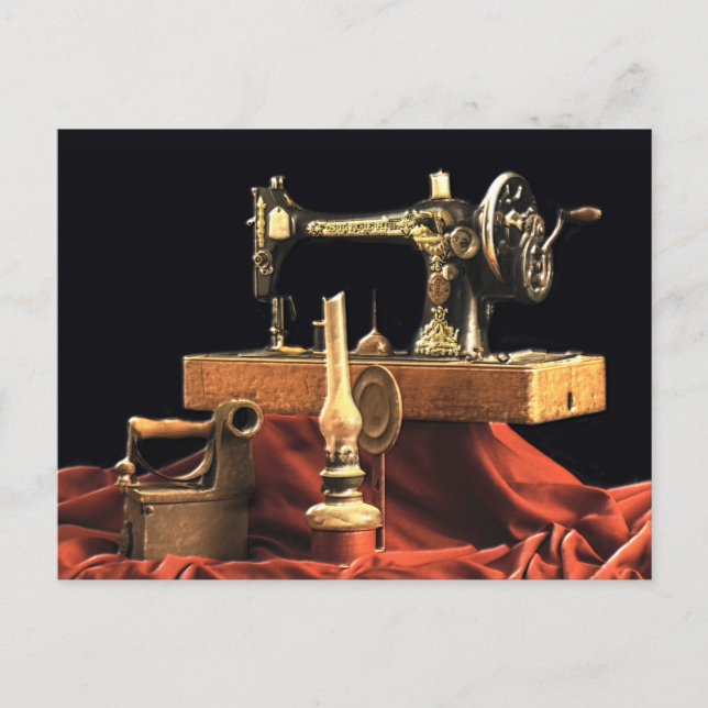 Vintage Antique Sewing Machine Postcard (Front)