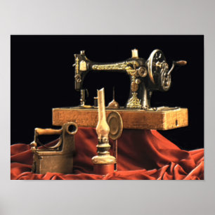Vintage Antique Sewing Machine Poster