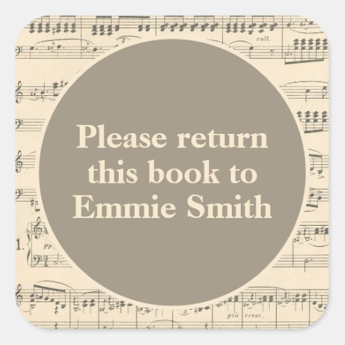Vintage Antique Sheet Music Bookplate Name