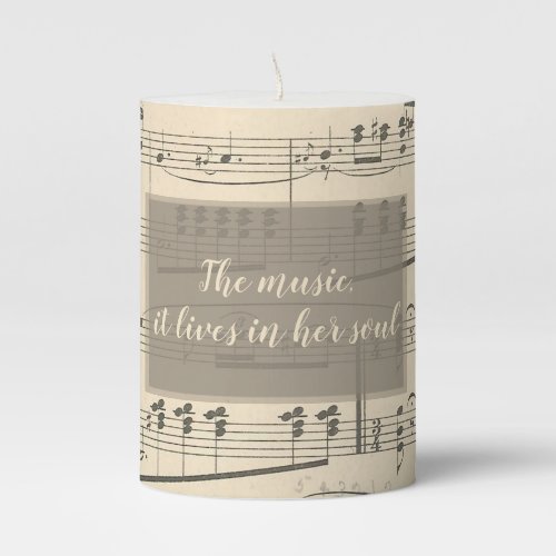 Vintage Antique Sheet Music Quote Pillar Candle
