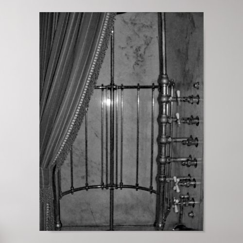 Vintage Antique Shower Black And White Photo Poster