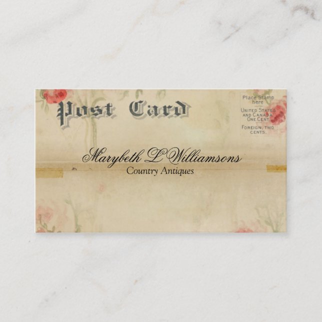 Vintage Antique Soft Flower Postcard Business Card (Front)