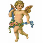 Vintage / Antique Striding Angel Cherub Ornament<br><div class="desc">The charming vintage angel on this ornament was scanned from an antique German paper scrap. The angel is cut from a very sturdy ca. 3/16" thick acrylic, so it will survive years of Christmas-tree-climbing cats, dogs' tails, and babies who want to play with the colorful ornament. The ornament comes with...</div>
