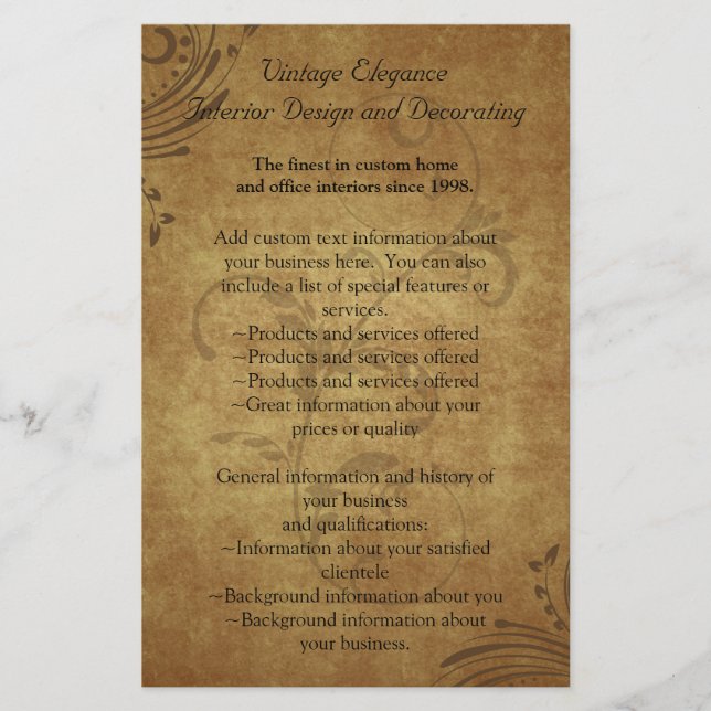 Vintage Antique Swirl Flyer or Program (Front)