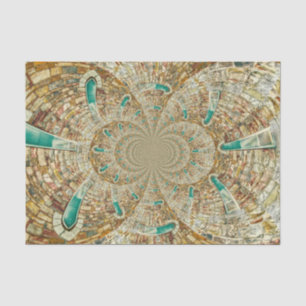 Vintage Antique Teal Brown Abstract Church Windows Tissue Paper