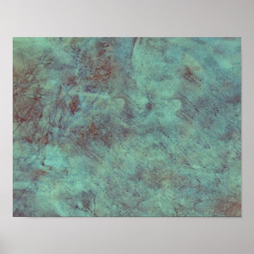 Vintage Antique Teal Turquoise Brown Texture Poster